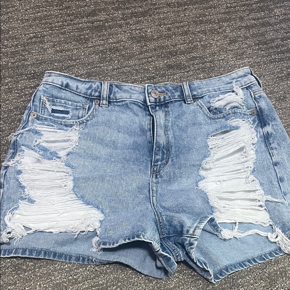 American Eagle Outfitters Light Blue Distressed Jean Shorts